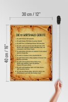Holzschild Spruch 30x40cm die 10 Wirtshaus Gebote