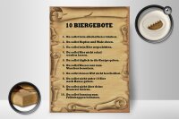 Holzschild Spruch 30x40cm 10 Biergebote du sollst kein