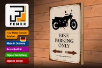 Holzschild Spruch 30x40cm Bike parking only Motorrad
