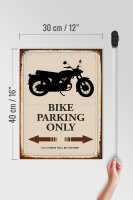 Holzschild Spruch 30x40cm Bike parking only Motorrad