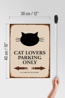 Holzschild Spruch 30x40cm cat lovers parking only Katze