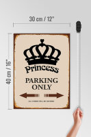 Holzschild Spruch 30x40cm Princess parking only Krone