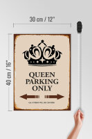 Holzschild Spruch 30x40cm Queen parking only Krone