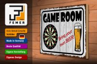Holzschild Spruch 40x30cm Dart game room bring your Beer