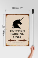 Holzschild Spruch 30x40cm Unicorn Parking only all others