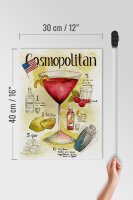 Holzschild Rezept 30x40cm Cosmopolitan Cocktail Recipe
