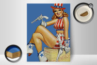 Holzschild Pin Up 30x40cm danger Cowgirl USA Pistole