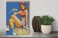 Holzschild Pin Up 30x40cm danger Cowgirl USA Pistole