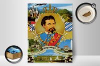 Holzschild Portrait 30x40cm Ludwig II König Bayern King