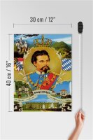 Holzschild Portrait 30x40cm Ludwig II König Bayern King