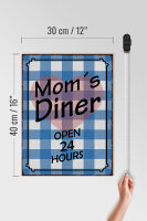 Holzschild Spruch 30x40cm Mom´s Diner open 24 hours Herz