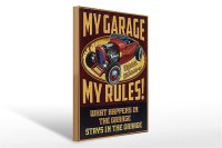 Holzschild Spruch 30x40cm my garage open 24 hrs my rules