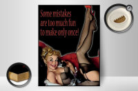 Holzschild Pin Up 30x40cm sexy Frau some mistakes are too