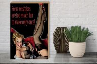Holzschild Pin Up 30x40cm sexy Frau some mistakes are too