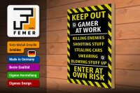 Holzschild Spruch 30x40cm keep out gamer at work own risk