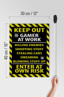 Holzschild Spruch 30x40cm keep out gamer at work own risk