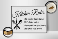 Holzschild Spruch 40x30cm Kitchen Rules Küche Regeln