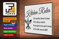 Holzschild Spruch 40x30cm Kitchen Rules Küche Regeln