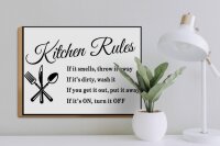 Holzschild Spruch 40x30cm Kitchen Rules Küche Regeln