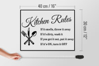 Holzschild Spruch 40x30cm Kitchen Rules Küche Regeln