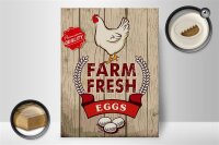 Holzschild Spruch 30x40cm Huhn farm fresh eggs premium