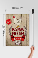 Holzschild Spruch 30x40cm Huhn farm fresh eggs premium