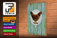 Holzschild Spruch 30x40cm Huhn Farm fresh Eggs free range