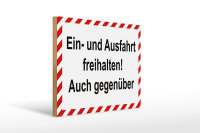 Holzschild Parken 40x30cm Ein- und Ausfahrt freihalten