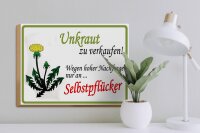 Holzschild Spruch 40x30cm Unkraut verkaufen Selbstpflücker