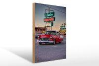 Holzschild Auto 30x40cm Oldtimer El Camino breakfast lunch