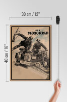 Holzschild Retro 30x40cm das Motorrad Soldaten