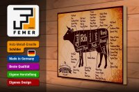 Holzschild Metzger 40x30cm Beef cuts Organic Metzgerei