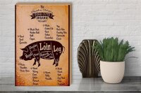 Holzschild Metzger 30x40cm Pork cuts Organic free Schwein