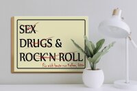 Holzschild Spruch 40x30cm Sex Drugs Rock nur Kaffee bitte