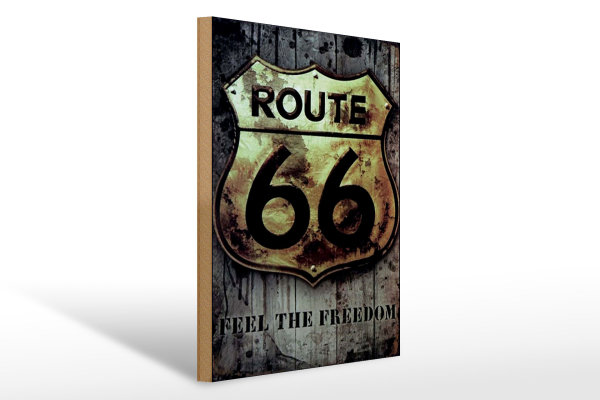 Holzschild Retro 30x40cm route 66 feel the freedom