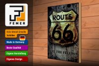 Holzschild Retro 30x40cm route 66 feel the freedom