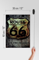 Holzschild Retro 30x40cm route 66 feel the freedom