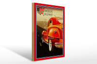 Holzschild Auto 30x40cm Oldtimer america´s highway USA
