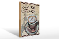 Holzschild Paris 30x40cm Eiffelturm Kaffee Tasse Cafe