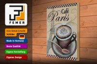 Holzschild Paris 30x40cm Eiffelturm Kaffee Tasse Cafe
