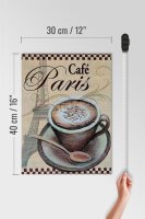 Holzschild Paris 30x40cm Eiffelturm Kaffee Tasse Cafe