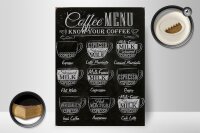 Holzschild Kaffee 30x40cm Coffee Menu Espresso Latte Flat