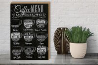 Holzschild Kaffee 30x40cm Coffee Menu Espresso Latte Flat