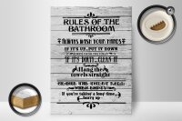 Holzschild Spruch 30x40cm rules of the bathroom wash hands