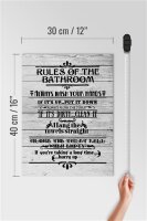 Holzschild Spruch 30x40cm rules of the bathroom wash hands