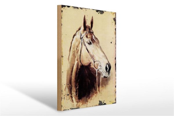 Holzschild Retro 30x40cm Portrait Pferd Kopf