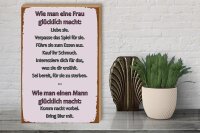 Holzschild Spruch 30x40cm Wie man Frau glücklich macht
