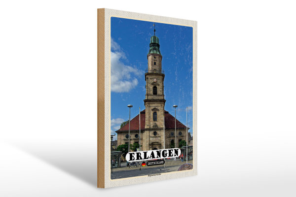 Holzschild Städte Erlangen Hugenotten Kirche 30x40cm