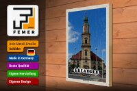 Holzschild Städte Erlangen Hugenotten Kirche 30x40cm