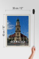 Holzschild Städte Erlangen Hugenotten Kirche 30x40cm